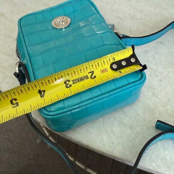 Versace Blue Croc-Embossed Medusa Mini Phone Case Bag 1006192 - Picture 13 of 15